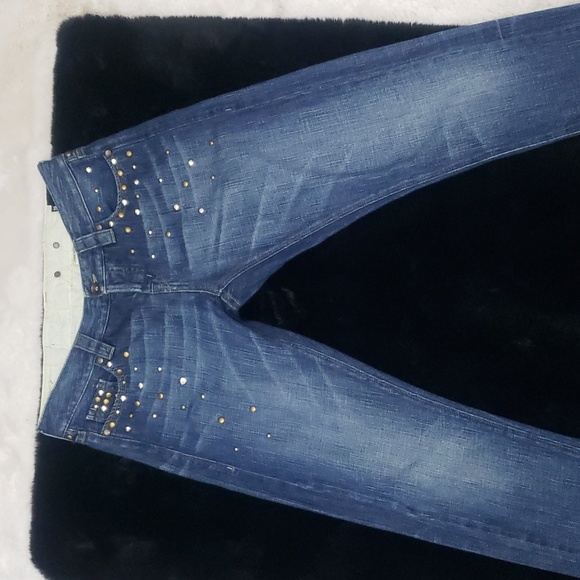 Love Moschino Blue Studded Jeans Size 26 - Picture 8 of 12
